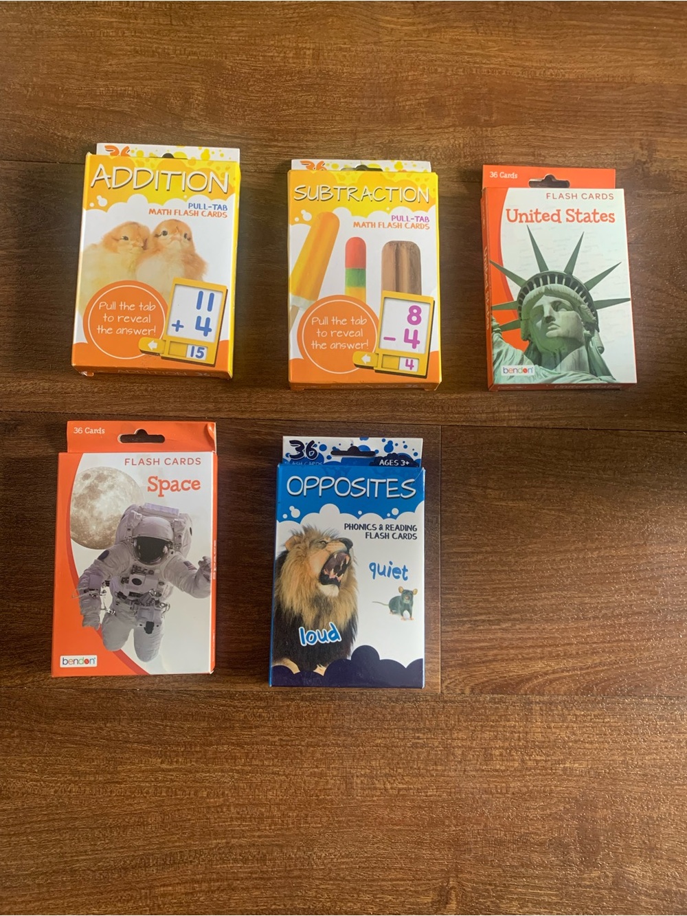 Bendon Flashcards In Addition, Subtraction, United States, Opposites & Space NWT